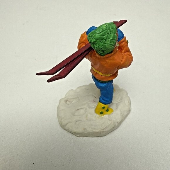Lemax Skier Christmas Village Figurine Boy, Carrying Skis Miniature - Picture 2 of 6